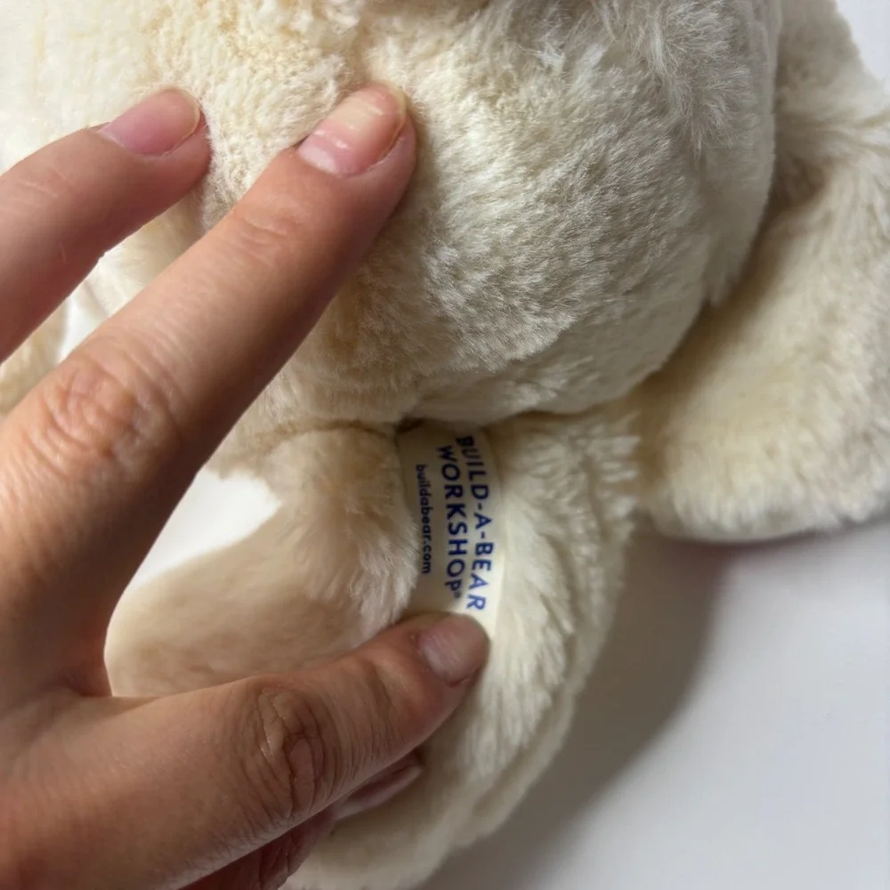Build-A-Bear Workshop Cream Bunny Rabbit Plush Stuffed Animal Pink Paw Patch